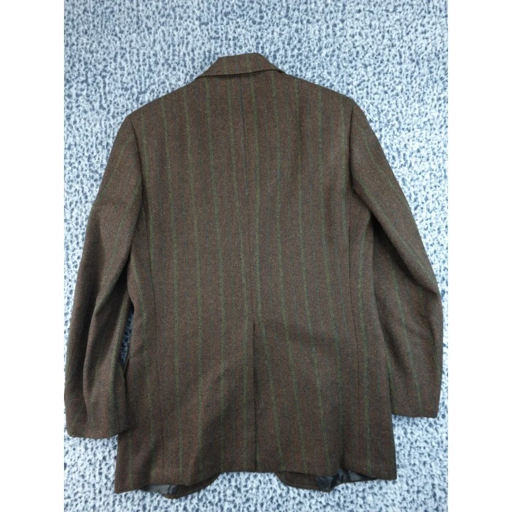 Hart‎ Schaffner Marx Vintage Wool Brown Herringbone Striped Blazer Mens 40R